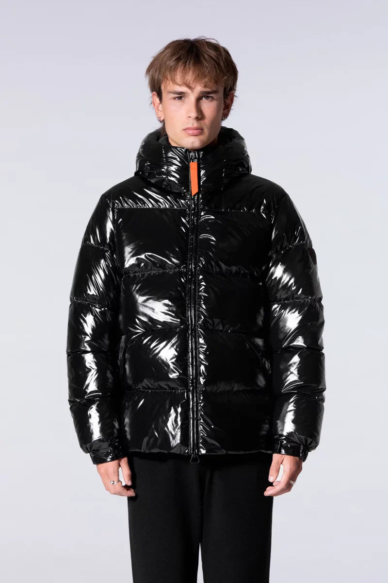 Doudoune à capuche coupe droite nylon glossy Vianney Bright