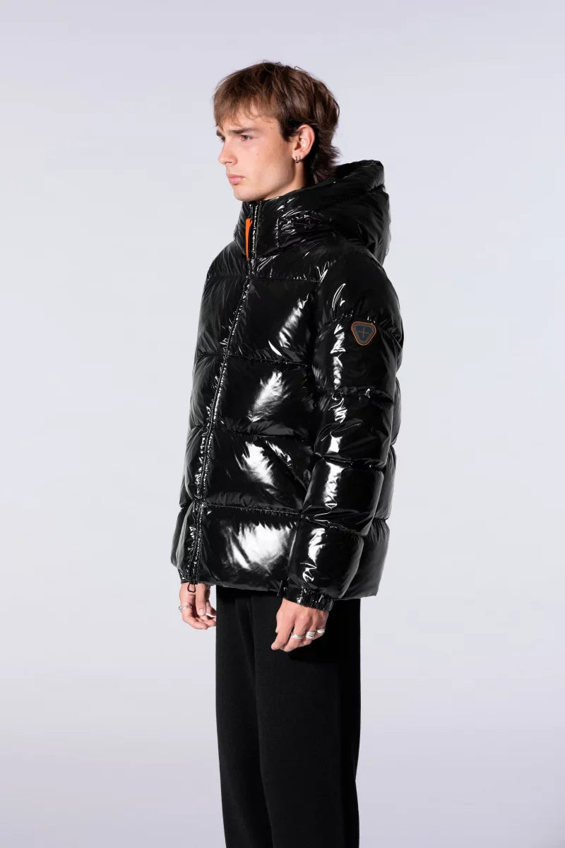 Doudoune à capuche coupe droite nylon glossy Vianney Bright