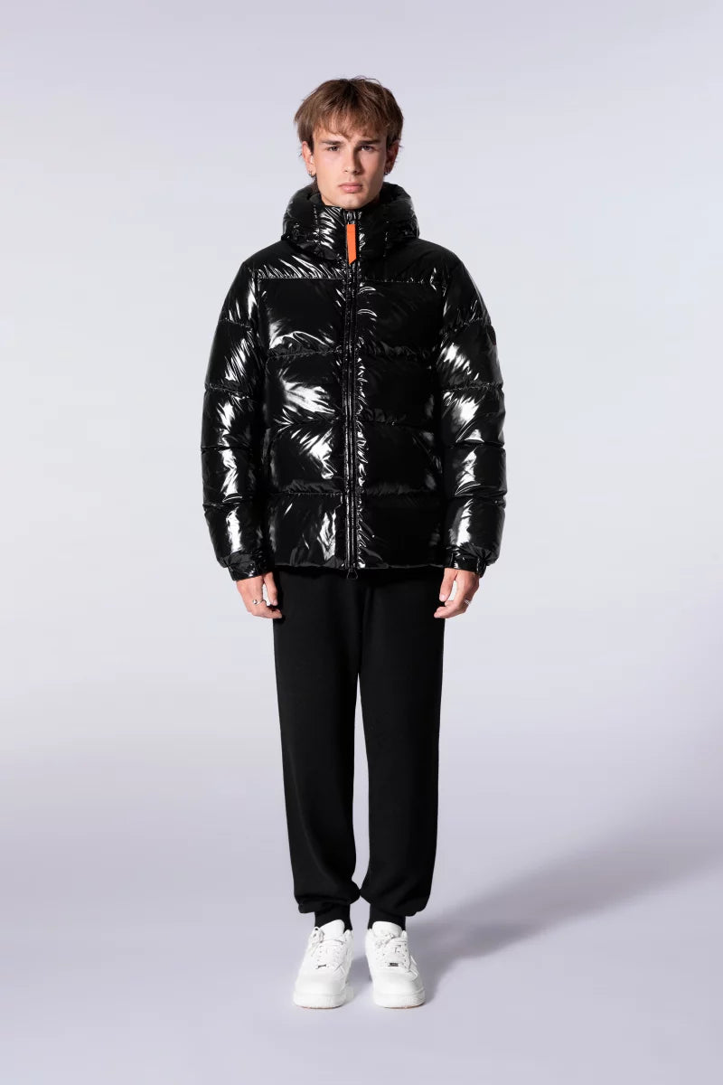 Doudoune à capuche coupe droite nylon glossy Vianney Bright